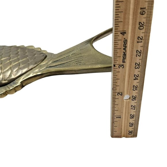 Vintage LARGE Brass Fish-Shaped Bowl Lid Trinket Holder Made Hong Kong 7.8 lbs - Picture 13 of 14